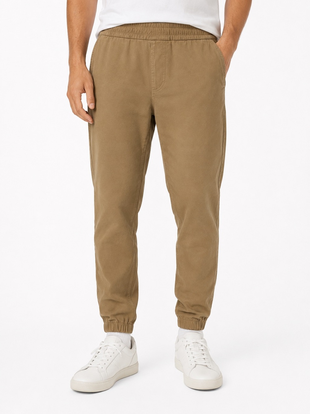 Uniqlo Men’s Khaki Drawstring Jogger Stretch - Casual Cotton Pants - Size M